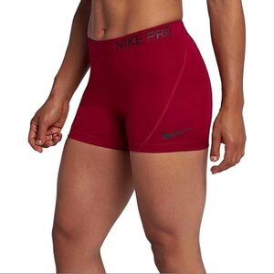Nike Pro Women's 3" dri fit compression shorts red size M